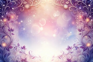 Poster - Enchanting purple and blue background adorned with delicate floral patterns and soft glowing lights. Generative AI