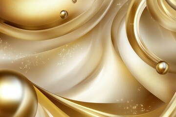 Poster - Elegant swirls of golden light dance together in a luxurious abstract composition. Generative AI