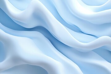 Fototapete - Soft curves of blue create a serene wave pattern, beautifully reflecting light and shadow in a tranquil space. Generative AI