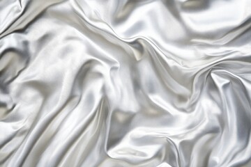 Poster - Glistening silver fabric displays elegant folds and soft textures, capturing light in a delicate dance of shadows and highlights. Generative AI
