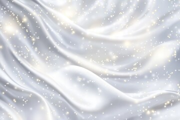 Poster - Soft, flowing white fabric glimmers with sparkling light, creating a serene and enchanting atmosphere suggestive of elegance. Generative AI