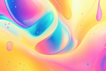 Poster - Colorful abstract swirls dance across a vibrant canvas filled with hues of blue, pink, and yellow. Generative AI