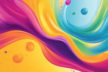 Poster - Vibrant waves of color swirl together to create an energetic and lively abstract masterpiece. Generative AI