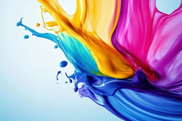 Poster - Vibrant splashes of paint create a dazzling abstract expression bursting with colors in an artistic display. Generative AI