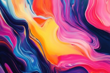 Poster - Vibrant swirls of color create a mesmerizing abstract composition reminiscent of a dreamlike landscape at twilight. Generative AI