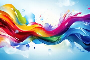 Poster - Vibrant splash of colors flowing through a dreamy atmosphere, creating a lively and energetic visual experience. Generative AI