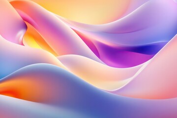 Poster - Waves of color blend harmoniously in a soft, dreamlike landscape created through flowing shapes and gentle light. Generative AI