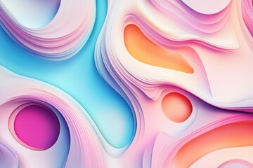 Poster - Vibrant abstract fluid shapes swirling in pastel tones create a mesmerizing visual experience in a digital artwork. Generative AI