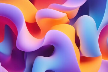 Fototapete - Colorful abstract waves swirl gracefully, creating a dynamic visual experience that captivates the senses in vibrant hues. Generative AI