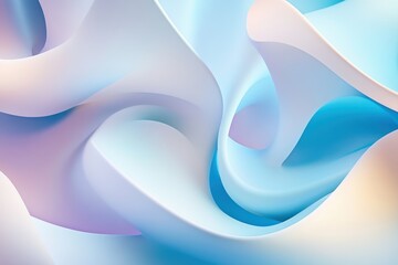 Poster - Soft curves and gentle colors blend in a dreamy abstract composition. Generative AI