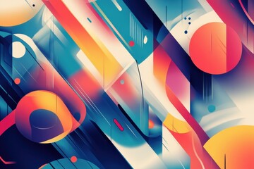 Poster - Dynamic interplay of shapes and colors in a vibrant abstract composition exploring movement and depth. Generative AI