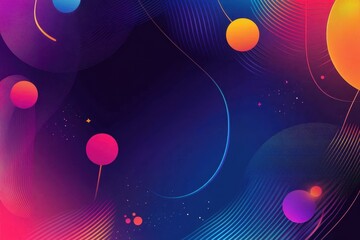 Poster - Vibrant cosmic dance of colorful spheres and swirling lines in an abstract dreamlike universe at night. Generative AI