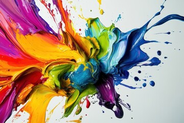 Poster - Vibrant colors collide in a mesmerizing explosion of paint on a pristine canvas creating a breathtaking visual spectacle. Generative AI