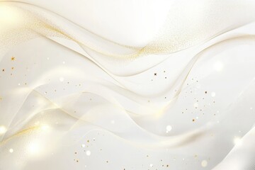 Poster - Elegant golden waves shimmer softly in a serene white background, creating an atmosphere of luxury and tranquility. Generative AI