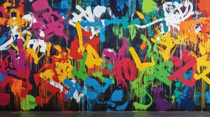 Poster - A creative office space is brought to life with vibrant, graffiti-inspired wallpaper, offering a unique and stimulating backdrop for collaboration and innovation