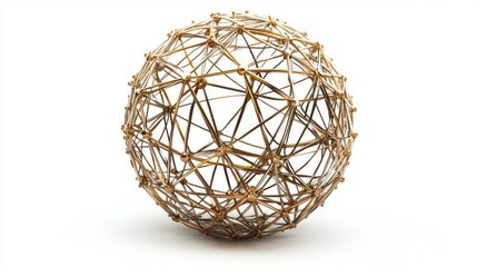 Poster - A modern abstract sphere formed by connected lines and nodes, floating on a white background, symbolizing a global digital network or technological progress