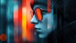 © KN Studio - Modern portrait of a young woman with sunglasses in neon colors