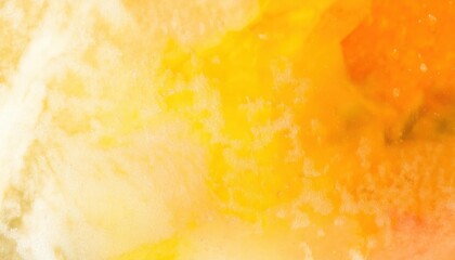 Poster - macro shot of frozen orange and yellow citrus fruit slice with icy texture, abstract vibrant background for food concepts

