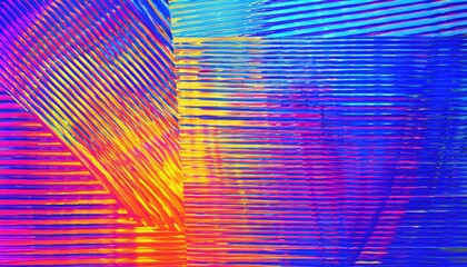 Aufkleber - vibrant abstract cityscape with textured neon light reflections, futuristic skyscraper pattern in vivid blue, red, and yellow

