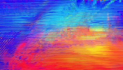 Aufkleber - vibrant abstract cityscape with textured neon light reflections, futuristic skyscraper pattern in vivid blue, red, and yellow

