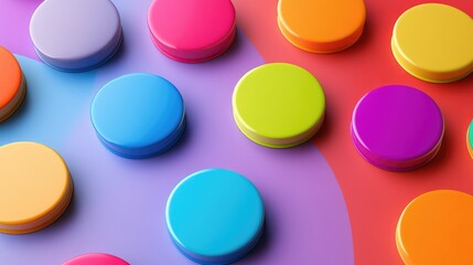 Poster - A set of colorful 3D circle buttons in vibrant hues, creatively displayed for design inspiration, offering a fun and energetic visual impact for projects