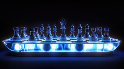 Aufkleber - A sleek and modern futuristic chessboard with illuminated chess pieces, highlighting an innovative twist on the classic game, designed for the next generation of chess players