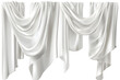 © Trendy Graphics - Realistic set of white curtains hanging. Vector illustration of silk fabric sheets, veil fluttering in wind. Home textile, light drapery, isolated on white or transparent background