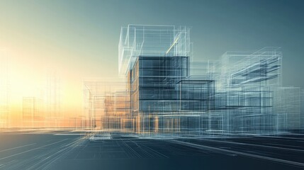 Poster - Architectural 3D designs and blueprint representations created with generative AI, offering a glimpse into the future of modern building design and innovation