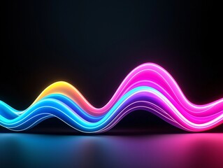 Poster - neon gradient waves flowing dynamically, merging electric pinks, blues, and greens in a futuristic a
