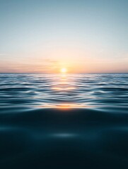 Poster - Golden sunset gradient blending into deep ocean blues, capturing the beauty of natureâ€™s color transitions, soft and dreamy lighting, cinematic tones, warm and inviting, perfect balance of light and