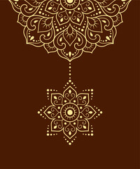 Wall Mural - circular pattern in form of mandala with flower for henna, mehndi, tattoo, decoration. decorative or