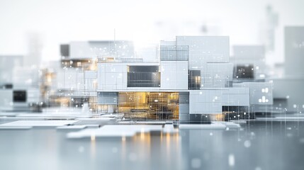 Poster - Generative AI-powered architectural design process, featuring 3D models, blueprints, and digital renderings that visualize cutting-edge building structures and concepts