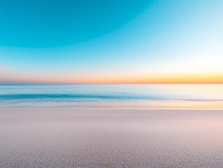 Poster - sunset beach gradient, soft coral and ocean blue fusion, tranquil coastal energy, peaceful horizon blend, dreamlike transitions, smooth warmth, serene composition, gentle motion, cinematic beauty,