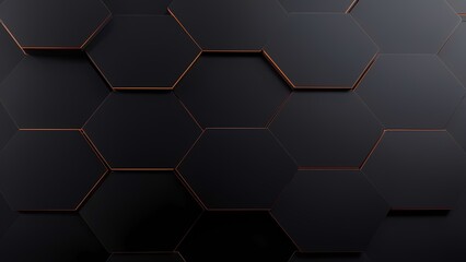 Poster - Hexagonal patterns in modern design abstract background digital art dark environment creative viewpoint visual concept