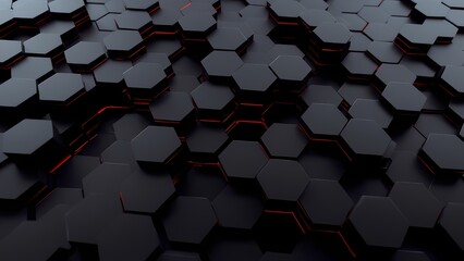 Poster - Dynamic hexagonal pattern design digital art abstract graphics modern aesthetic close-up view visual complexity