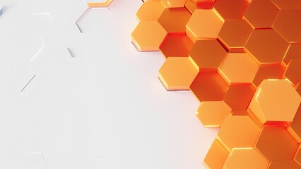 Poster - dynamic orange hexagon patterns modern design studio graphic background minimalist environment abstr