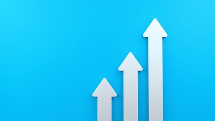 Poster - Growth charts illustrating business trends office environment graphic design bright blue background informative perspective