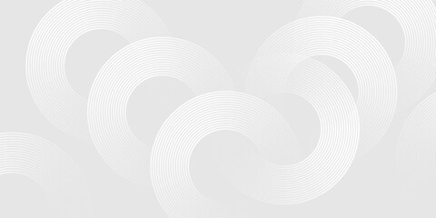 Wall Mural - grey abstract background with white circle lines. white abstract background. modern circle lines pat