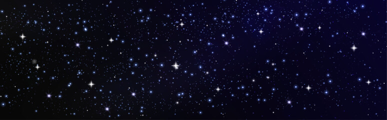Wall Mural - outer starry night with bright sparkle elements scattered across dark cosmos. twinkling celestial bo