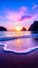 Wall Mural - sunset beach scene