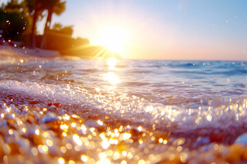 Wall Mural - sunrise beach waves