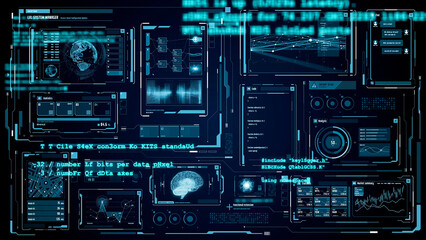 Fototapete - Digital transformation concept. System engineering. GUI (Graphical User Interface).