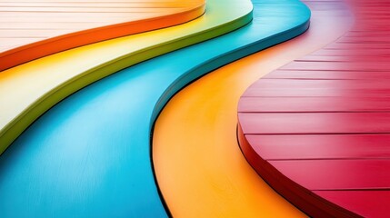 Poster - Vibrant abstract patterns featuring wavy painted lines in various bright colors, creating a visually stimulating and dynamic background suitable for artistic interpretations.