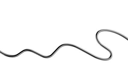 Poster - Metallic wavy squiggle line 3D shape isolated. Futuristic chrome wriggling line banner, abstract tangled curve