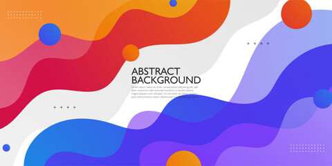 Wall Mural - abstract colorful 3d orange and blue gradient wave banner background. creative fluid shapes pattern 