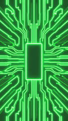 Aufkleber - Abstract Green Digital Circuit Board with Glowing Connections