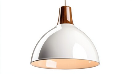 Poster - this modern pendant light combines a polished white surface with a warm wood accent, embodying a ble
