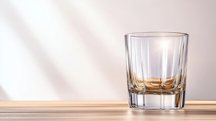 Poster - A stylish glass sits on a warm wooden surface, symbolizing comfort and rustic charm while capturing the beautiful interplay of light and texture.
