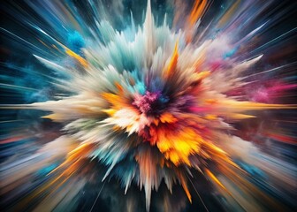 Poster - Abstract Black and White Tilt-Shift Painting - Energetic Burst