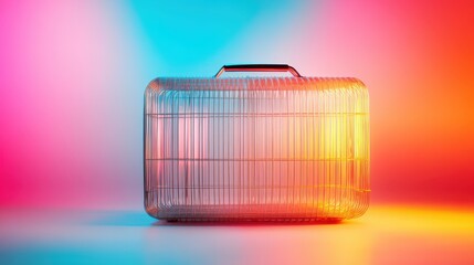 Poster - This striking wireframe suitcase showcases a contemporary design illuminated with vibrant colors, emphasizing the fusion of travel and modern aesthetics in an artistic way.